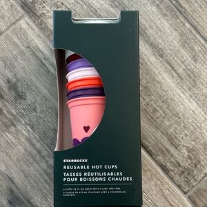 Starbucks Pink Cup Set with Purple, Red, White & Lavender Lids